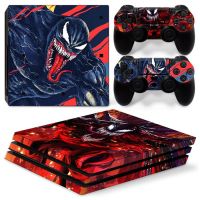 ผิวสติ๊กเกอร์ฝาครอบอะนิเมะ Venom สำหรับ Sony PlayStation 4 Pro Console &amp; 2PCS คอนโทรลเลอร์สกินรูปลอกสำหรับ PS4โปรเกมอุปกรณ์เสริม