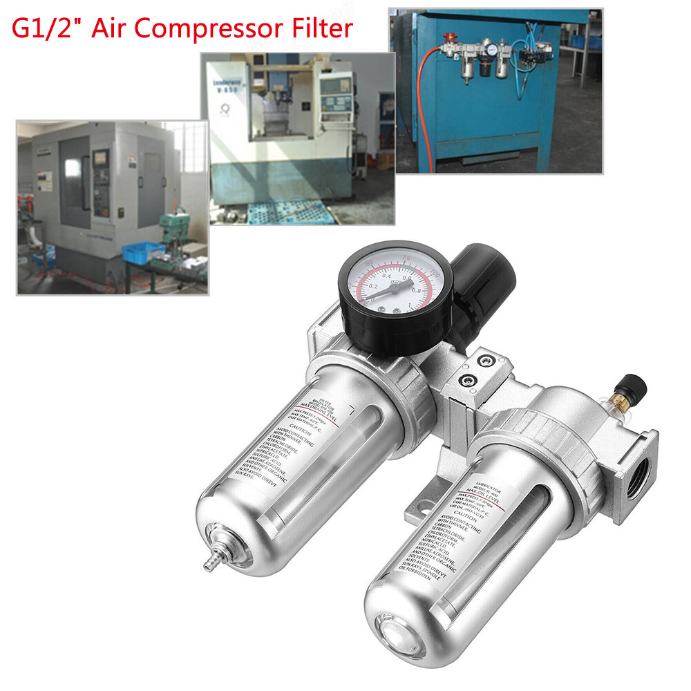 Details about   G1/2" Air Compressor Filter Oil Water Separator Trap Tools With/ Regulator Gauge 