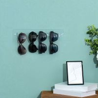 Modern Wall Mounted Clear Acrylic Sunglasses Hanger Rack, Eyewear Display Rail Holder for Entryway Living Room Bedroom Easy to Use