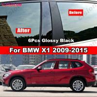 สำหรับ BMW X1 E84เอฟเฟกต์กระจก2009-2015หน้าต่างประตูรถสีดำคาร์บอนไฟเบอร์เสาเสาเสา BC ฝาครอบสติกเกอร์วัสดุ PC