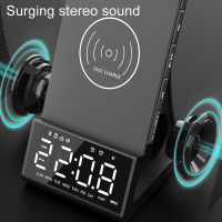 Wireless Charger Alarm Clock Bluetooth Speaker LED Smart Digital Clock Table Electronic Desktop Clocks Fm Radio USB Fast Charger