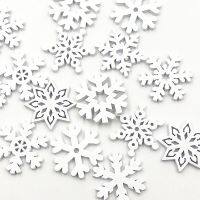 25/50/100pcs 25mm white Wood Chip buttons Pendant Snowflake Christmas Ornament Handcraft diy Decor Accessories WB669 Haberdashery