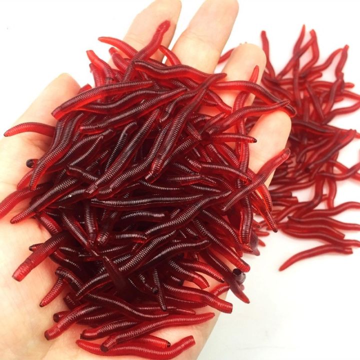 50 /100pcs Realistic Fishy Smell Red Worms Bait Soft Simulation