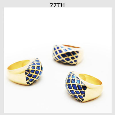 77Th Python ring blue แหวนสีทองเพ้นท์ลายงูสีน้ำเงิน