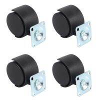 Twin wheel furniture castors with fixing plate - Pack of 4 by Express Fittings