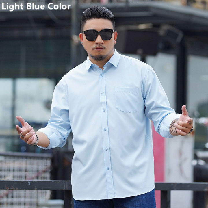 White Shirt Men Formal Office Long Sleeve Male Casual Smart Loose Black Blue Pink Red Blouse Plus Size 8XL Big Business Clothes
