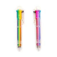 สำหรับสร้างสรรค์ Multicolor ปากกาลูกลื่นน่ารักเครื่องเขียนกด8สีน้ำมันปากกาสำหรับ W3JD