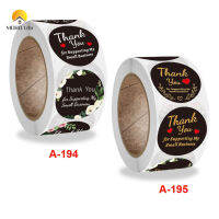 MORO Life 500Pcs 2.5ซม./1นิ้ว Self-Adhesive สติกเกอร์ขอบคุณป้ายตัวอักษรรอบม้วนซีลสติกเกอร์ Handcraft ตกแต่ง