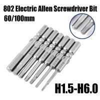 ✗▲♗  60/100mm H1.5-H6 802 Electric Allen Screwdriver Bit 6mm Round Shank Impact Driver Magnetic Hexagon Screwdriver Drill Bit Wrench