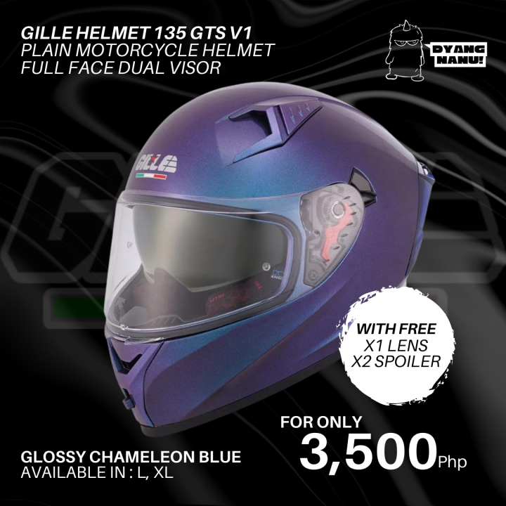 Gille Helmet 135 GTS V1 Glossy Chameleon Blue (Dual Visor) | Lazada PH