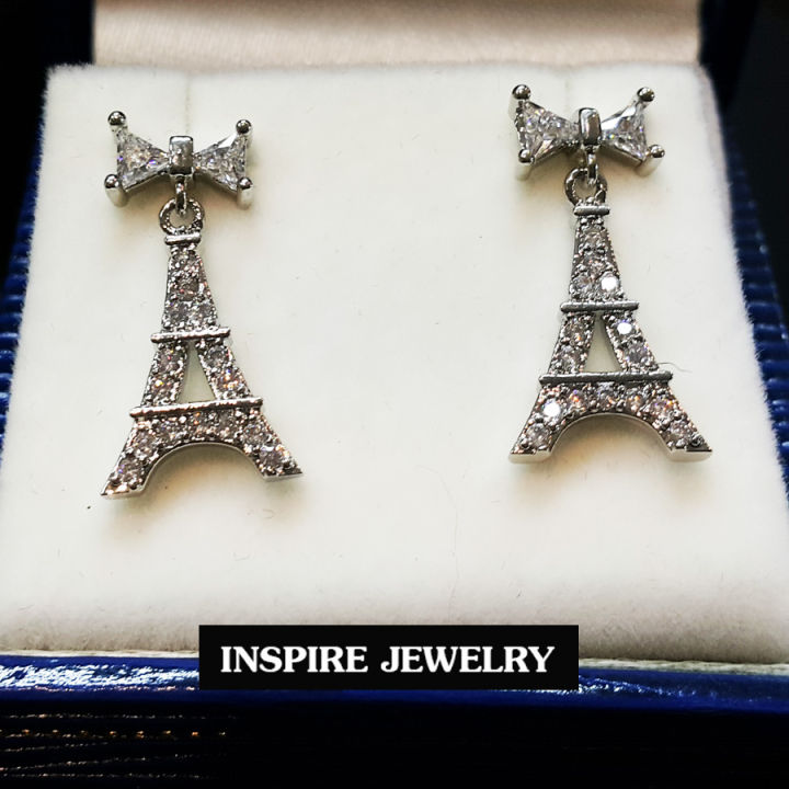 inspire-jewelry-ต่างหูรูปมงกุฏ-rose-gold-ต่างหูเกรดพรีเมี่ยม-ฝังขอบและยอดมงกุฏด้วยเพชรสวิส-งานจิวเวลลี่-ขนาด-1-5x1-5cm-พร้อมกล่อง