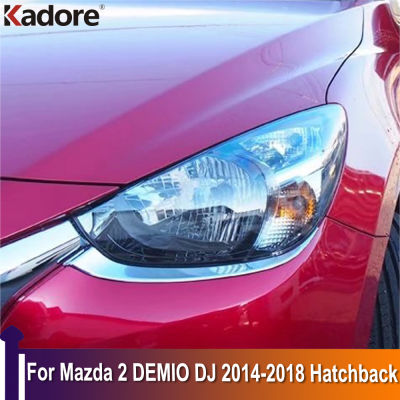 For Mazda 2 DEMIO DJ 2014-2018 Hatchback Chrome Auto Front Head Light Lamp Cover Trim Headlight Eyebrow Strips Car Styling