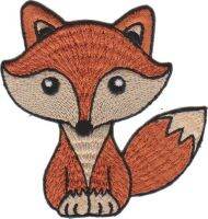 iron on patch Embroidery cute Fox children 7.5x7.5 cm ฟ็อกซ์ เย็บติดผ้าประเทศไทย โลโก้ปัก มีกาวสำหรับรีด ตกแต่งเสื้อผ้า