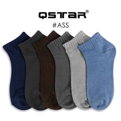JCP x QSTAR Office Premium Thick Plain Ankle Socks Assorted Color Black White Piano Happy Color 3 PAIRS LS2035