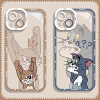 Cartoon Cat Mouse Soft Silicone Case for iPhone 14 Pro Max 13 12 11 Mini XR XS X 8 7 6 6S Plus SE 2020 Clear Cover Shell Funda