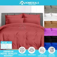 [A Boutique]X1 X1 Homedeals Hotel 4 IN 1 Cotton Zigzag ชุดผ้าปูที่นอนธรรมดาพร้อมปลอกผ้านวมปลอกหมอน