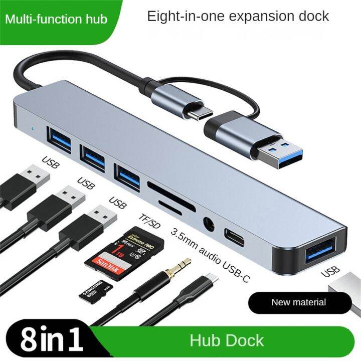 Niceseed 8 In 1 Usb C Hub Adapter Type C Usb To Sd Tf Card Reader 3.5mm 