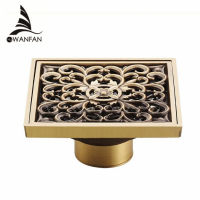 Floor Drains 10cm Square Shower Drain Brass Floor Drain Trap Waste Grate With Hair Strainer Bathroom Shower Accessories 8509T