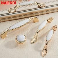 【CW】 NAIERDI 10PCS European Creamic Gold and White Cabinet Handles Zinc Alloy Drawer Pulls Kitchen Door Knobs Furniture Handle