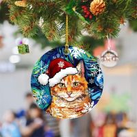 2023 Cute Kitten Dog Animal Christmas Tree Decorations Resin Cat Dog Decorations New Year Holiday Party Decorations Pendant Christmas Ornaments