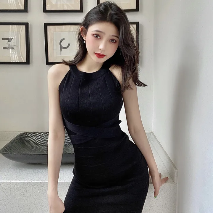 Women Nightclub Sexy Sleeveless Skirt Bandage Knit Dress Lazada Singapore