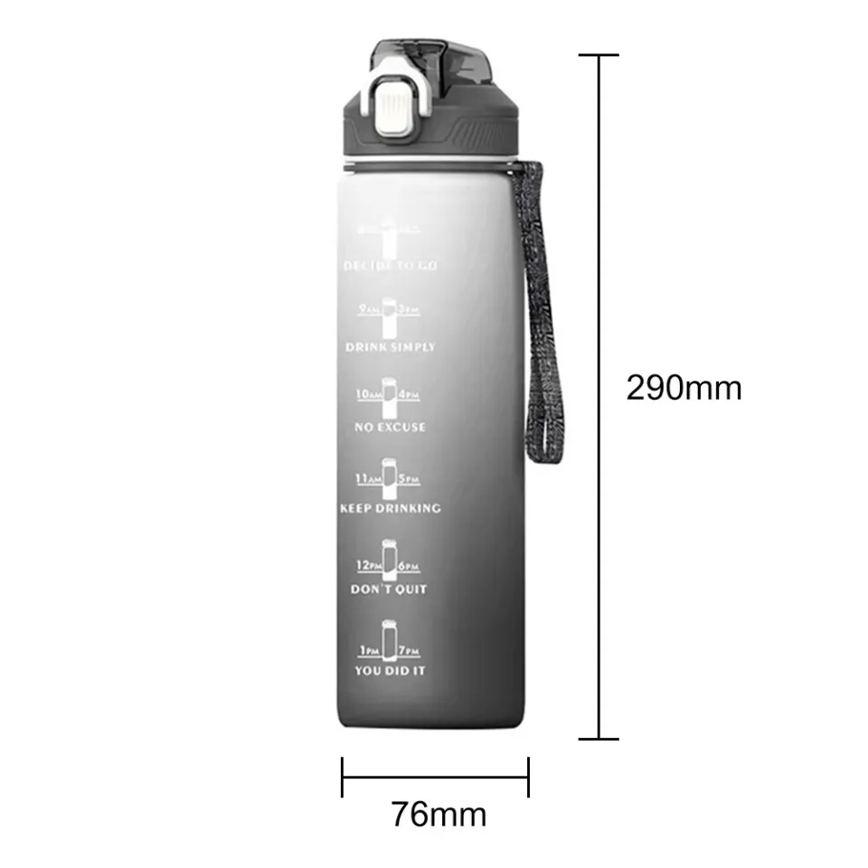 1000ml Sports Water Bottle with Time Marker Outdoor Gym Fitness