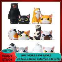 6pcs/set Cat Dress Up Headgear PVC Animal Cat Cross-dressing Headwear Creative Cat Figure Ornaments Cake Decor