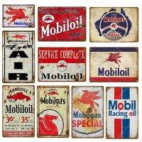 Mobil Racing Oil Metal Tin Signs Mobiloil Mobilgas Vintage Plate Poster Bar Garage Car Gas Station Wall Plaques Painting Decor Drawing Painting Suppli