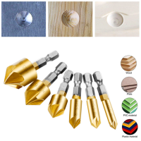 6 ชิ้น HEX S hank สว่าน 90 องศา Countersink Chamfering ไม้เหล็กขูดเครื่องมือไฟฟ้าอุปกรณ์เสริม