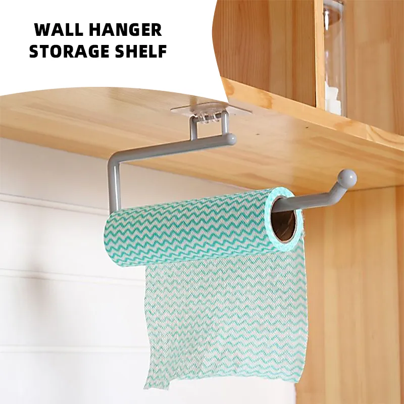 1pc Kitchen Paper Towel Holder, Cabinet Hanging Storage Rack For Paper  Towels, Cling Film And Dish Towels (No Drilling Required)