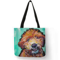 Poodle Dog Art Portrait Printing Shoulder Bag Practical Daily Office Handbags For Women Lady Reusable Shopping Diaper Bags