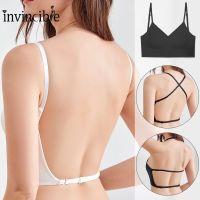 French Style Triangle Cup Bra/ Ice Silk Seamless Sport Bralette/ Solid Color Thin Breathable Sling Beauty Back/ Sexy Invisible Backless Underwear