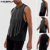 Beehoo INCERUN Mens Crew Neck Muscle Fit Vests Shirt Tassel Hippy Clubwear เสื้อลำลอง Tank (สไตล์ตะวันตก)