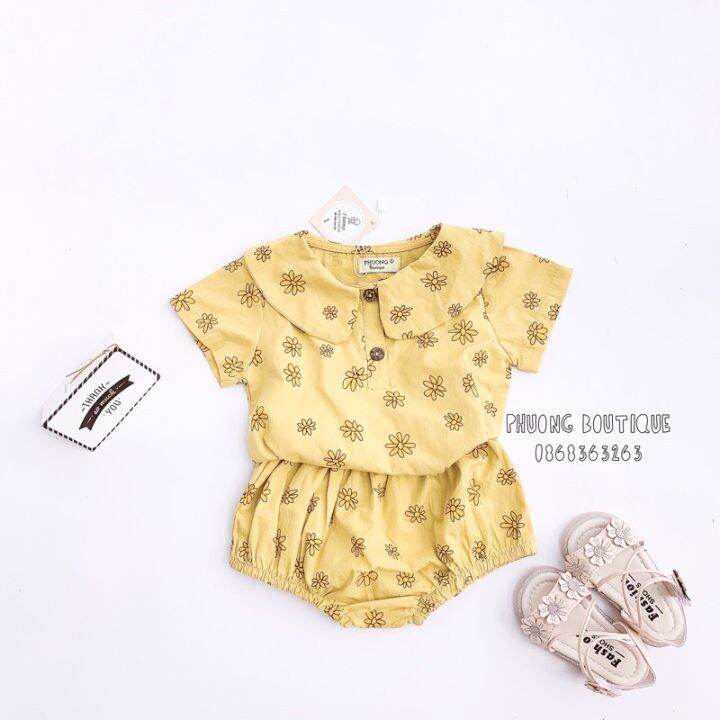 Quần Áo Trẻ Em Phuongboutique Set Bộ Đồ Thô Cao Cấp Hoa Cúc Cho Bé Sơ Sinh  Đến 12Kg | Lazada.Vn