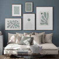 Nordic Wall Art ภาพวาดผ้าใบบทคัดย่อ Geometric Coral Leaf Curve Line Quotes สำหรับตกแต่งห้องนั่งเล่น