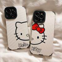 เคสโทรศัพท์คู่รักฝาหลัง TPU นุ่มกันกระแทกลายการ์ตูน Hello Kitty น่ารักสำหรับ iPhone 14 Pro Max Plus เคสป้องกันโทรศัพท์มือถือเต็มตัวสำหรับ iPhone 13 Pro ปกสูงสุดสำหรับ Iphone 12 11 XS XR 6/6S/7/8Plus