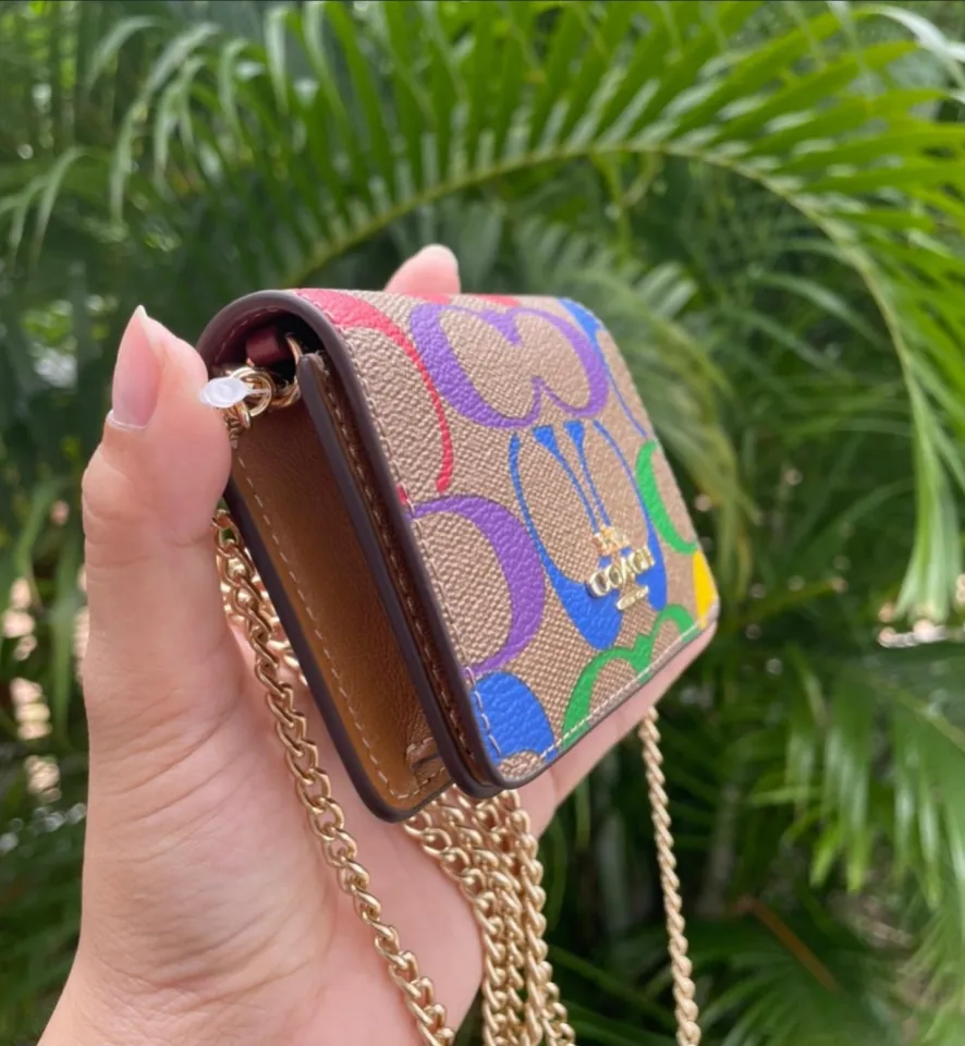 COACH®  Mini Wallet On A Chain With Rainbow Print