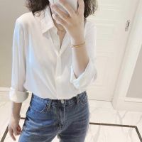 The new spring and summer of 2023 han edition long sleeve white shirt female anti-wrinkle joker commuter shirts temperament light ripe coat