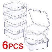 6Pc Mini Boxes Square Clear Plastic Jewelry Storage Case Container Packaging Box for Earrings Rings Beads Collecting Small Items