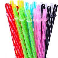 25PCS Reusable Plastic Straws for Tumblers Mason Jars 9 Inches Transparent Threaded Colored Drinking Straws with Cleaning Brush