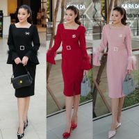 Missy Boutique - Square Neck Midi Dress เดรสคอเหลี่ยมเรียบหรูทางการ