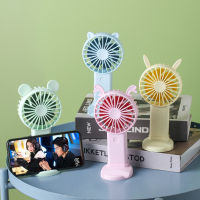 พัดลมพกพาMINI-FAN พัดลม แบบมือถือ แบบตั้งโต๊ะ สีพาสเทล มีฐานตั้งมือถือให้วางมือถือ พัดลมตัวเล็กหูสัตว์