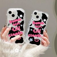 Mrhaha เคสครีมสำหรับ Realme C53 C55 C17 C15 C11 5 5 5S 5i 6i 8i C33ป้องกันซิลิโคน C20 C31 C35 C30 C25Y C25 C25s C12แฟชั่นลายวัวสีดำและสีขาวมีลวดลายดาวสวยงามปกใส?คลังสินค้าพร้อม