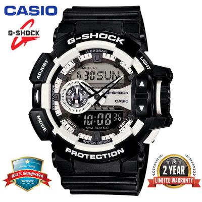 ต้นฉบับ G-Shock GA400 ผู้ชายนาฬิกาสปอร์ตคู่แสดงเวลา 200 เมตรกันน้ำกันกระแทกและกันน้ำเวลาโลก LED อัตโนมัติแสงกีฬานาฬิกาข้อมือพร้อมการรับประกัน 2 ปี Gshock GA-400-1A (พร้อมสต็อก)