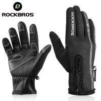 hotx【DT】 ROCKBROS Gloves Thermal Windproof Warm Cycling Anti-slip Men