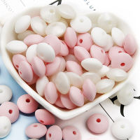Cute-idea 20pcs Silicone Beads Lentil 12mm Perle Silicone Teether Food Grade Silicone Abacus Bead Teething Necklace Nursing Toy