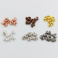 100pcs/lot Silver Copper Round Covers Crimp End Beads Dia 3 4 5 6 mm Stopper Spacer Beads For DIY Jewelry Making Findings Beads