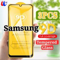 3PCS 9D Full กระจกเทมเปอร์สำหรับ Samsung Galaxy A72 A52 A42 A12 A02 S A10 A20 A30 A70S A32 A02S A31 A21S A41 A51 A71 A50 A50S A30S A10S A20S A01 M31 M11M21 M51ปกป้องหน้าจอคลุมทั้งหมดความโปร่งใสสูง2PCS 1ชิ้น