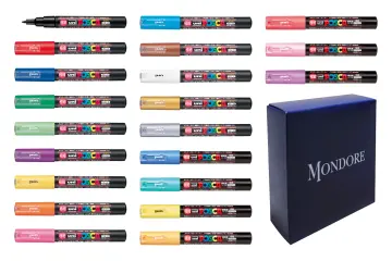  Uni-posca Paint Marker SPECIAL SET (a) , Mitsubishi Pencil,  Poster Colour Marking Pens Extra Fine Point 12 Colours (PC-1M12C) , Gold  and Silver : Office Products