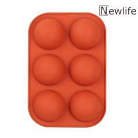 6 Grids Small Round Silicone Chocolate Mould Non-stick Cake Mold (Red)